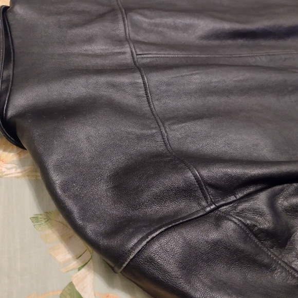 GAP Heavy Leather Jacket Mens XXL Black Zip Quilted Lining Bomber Biker Jacket - Picture 8 of 12